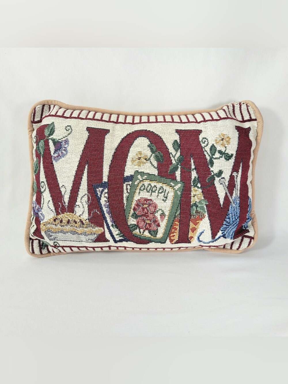 Vintage Mom Rectangle Needle Point Pillow Garden Pie Cottagecore Boho Grandma